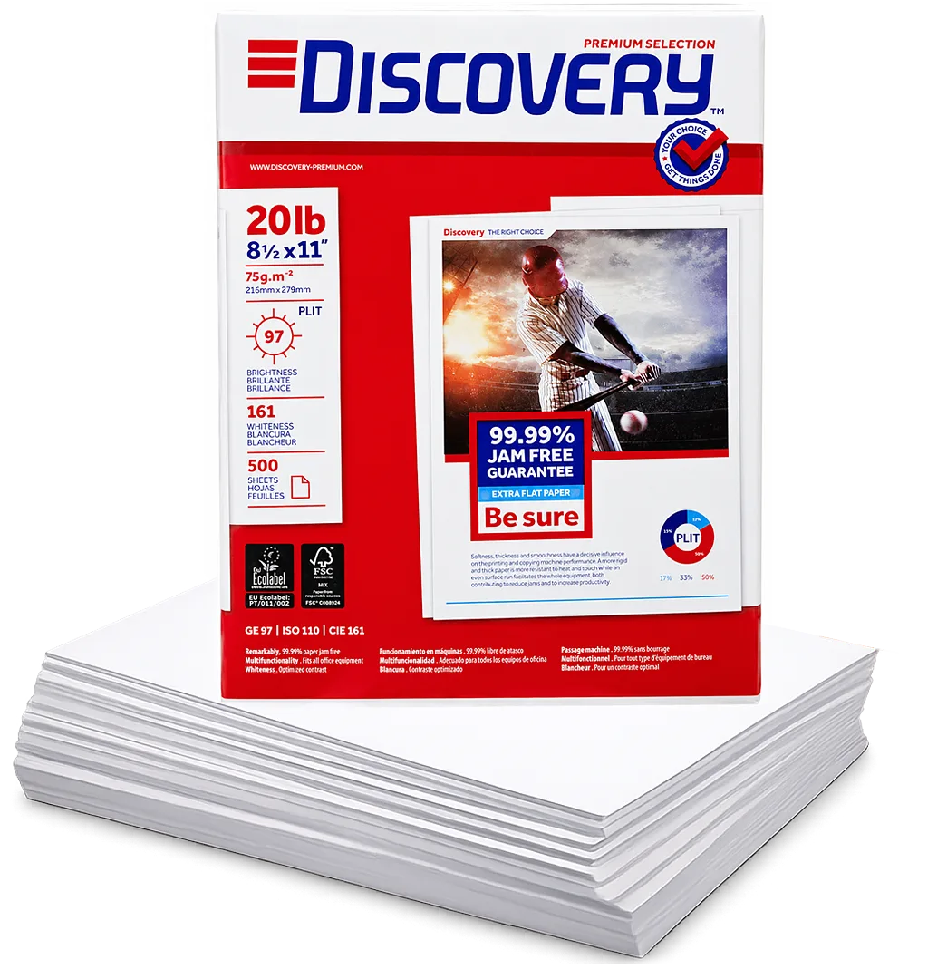 Resma de Papel Discovery Ecoamigable A4 Carta 8.5” x 11”, 500 Hojas