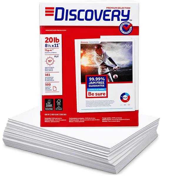 Resma de Papel Discovery Ecoamigable A4 Carta 8.5” x 11”, 500 Hojas
