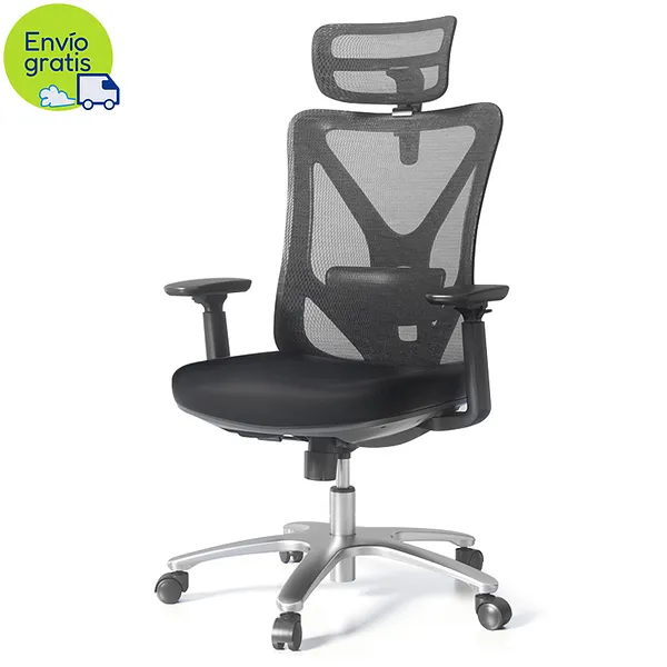 Silla Ejecutiva Ergonómica para Supervisor con Brazos, Negro