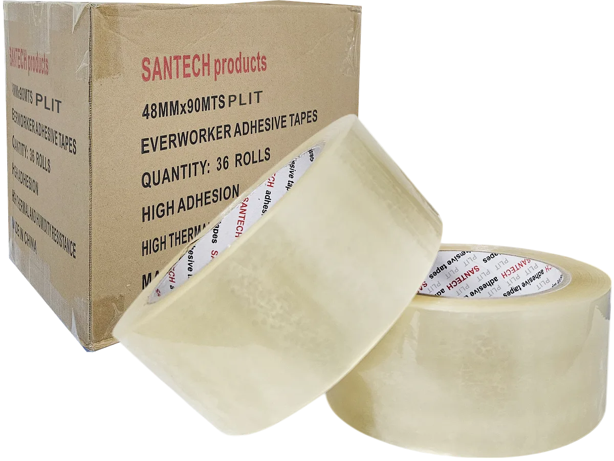 Cinta de Empaque SANTECH 2" x 90 Yardas, Transparente