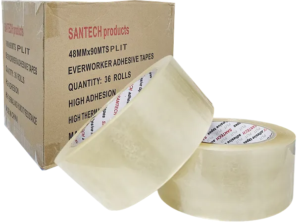 Cinta de Empaque SANTECH 2" x 90 Yardas, Transparente