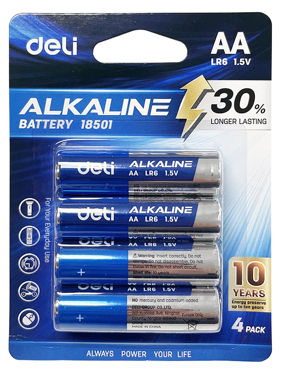 Batería Alcalina AA, 4 pcs - Deli LR6