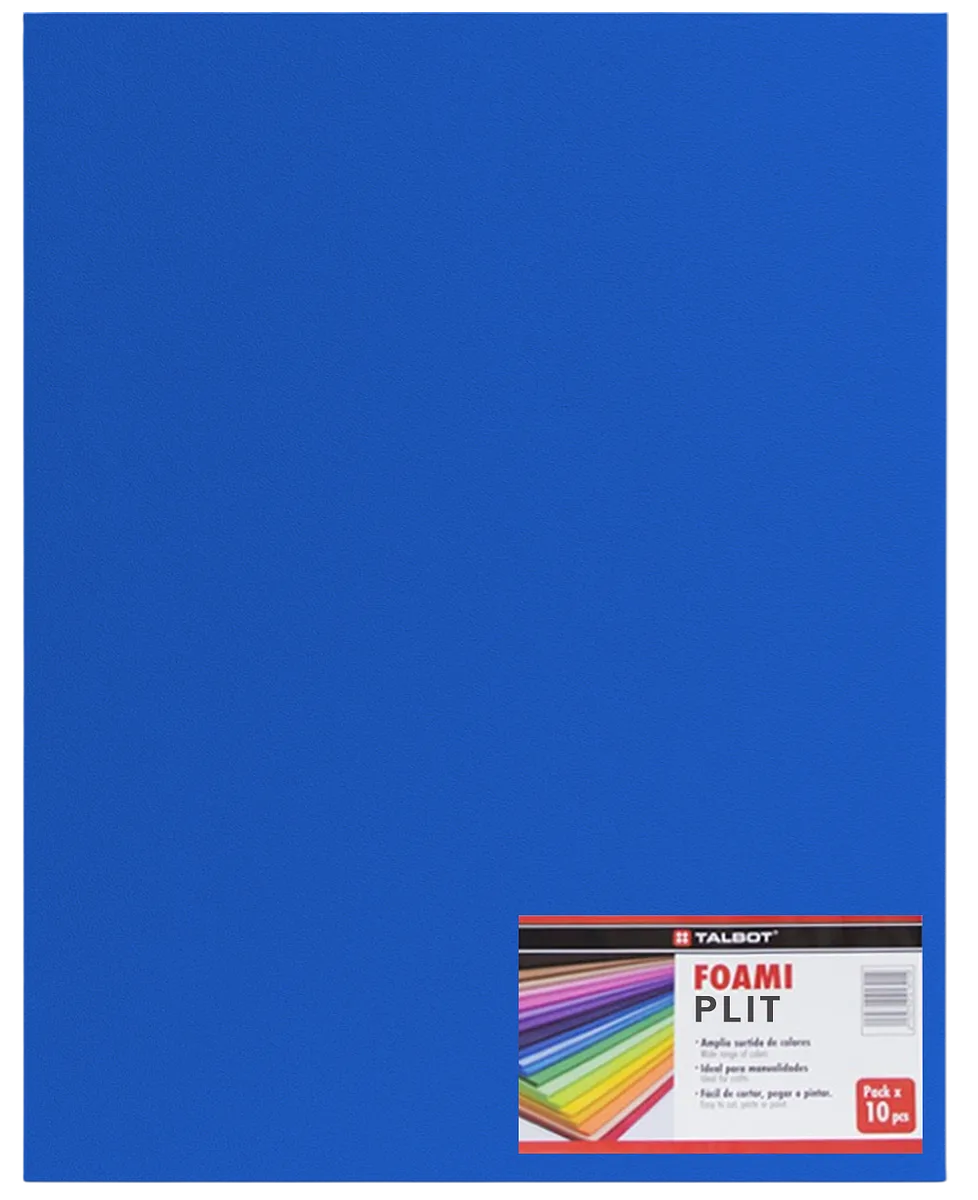 Cartulina Foami Liso 20" x 28" Azul, 10 pcs