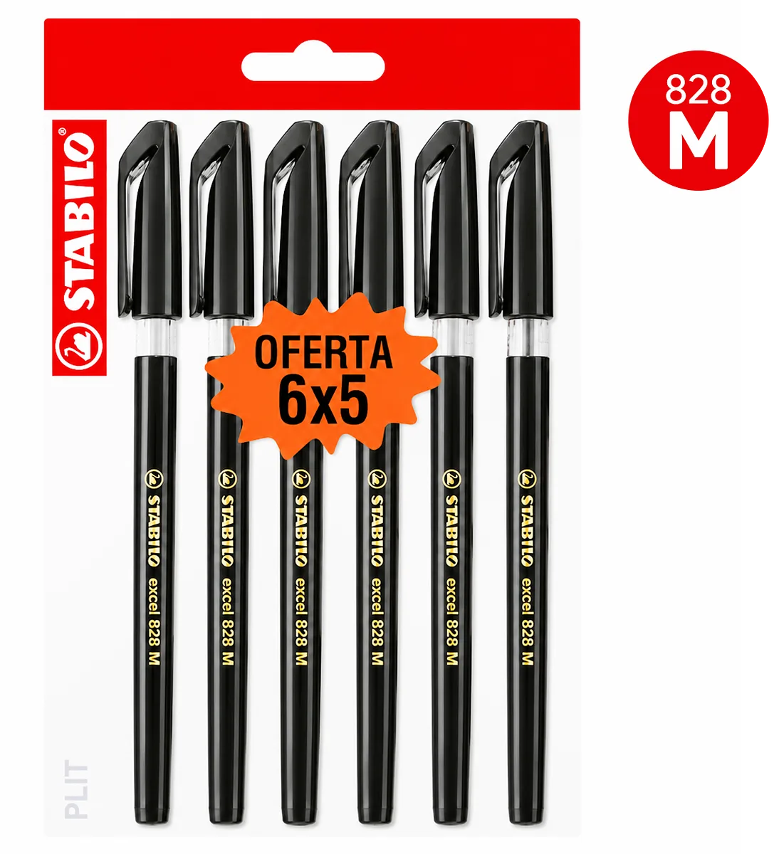 Set de Bolígrafos Stabilo Excel 828 M Negro, 6 Lapiceros