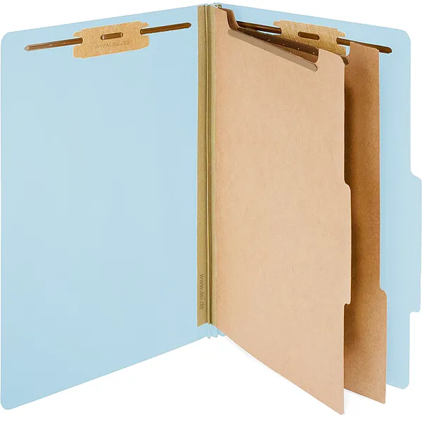 Folders Partition 6 Divisiones, 8.5" x 13" Azul Claro