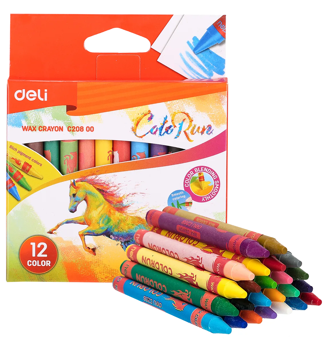 Crayones Finos para Colorear 12 pcs -  Deli Color Run C20800