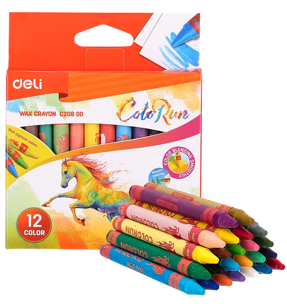Crayones Finos para Colorear 12 pcs -  Deli Color Run C20800