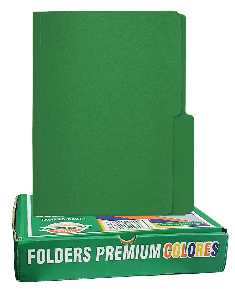 Folders ABBY 8 1/2" x 11" Verde, 100 pcs