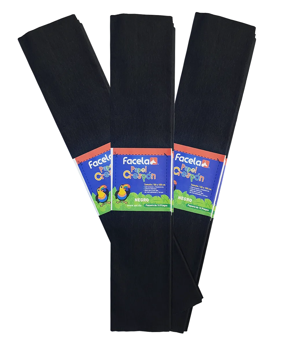 Papel Crepé Negro, 150 cm - 10 pcs