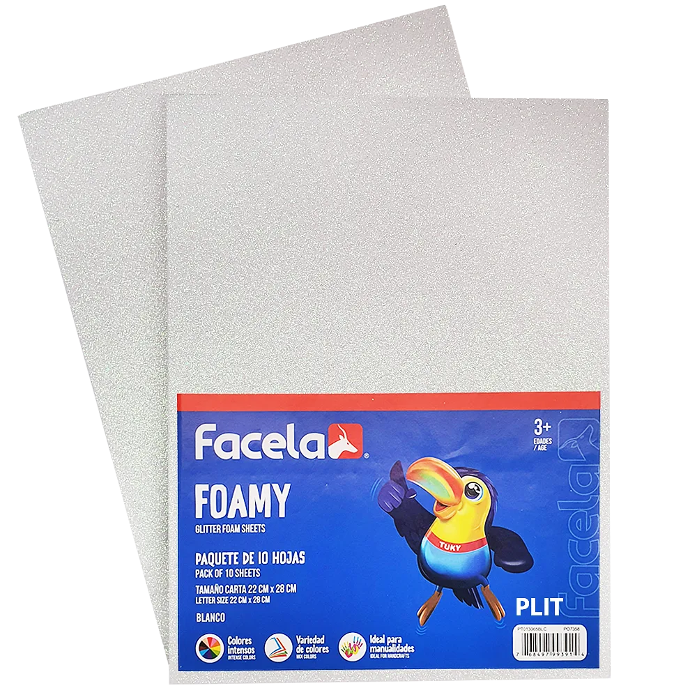 Foamy Escarchado con Brillo 9" x 12", Color Blanco, 10 Hojas