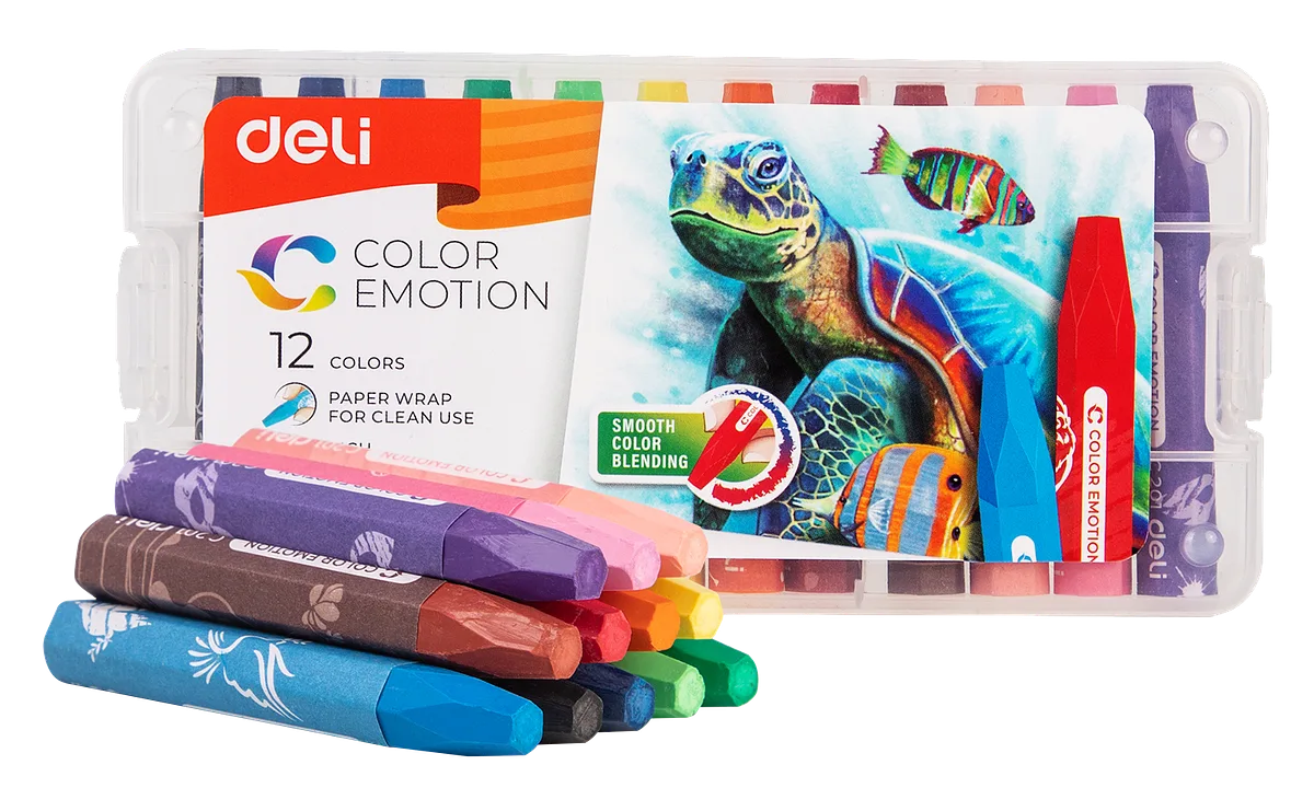 Crayones de Pastel al Óleo, 12 Colores - Deli Color Emotion C20104