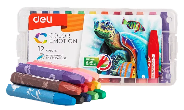 Crayones de Pastel al Óleo, 12 Colores - Deli Color Emotion C20104