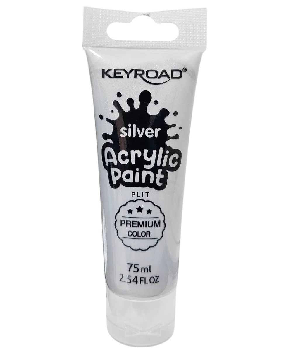 Pintura Acrílica Plateada Metálico 75 ml - Keyroad KR972212