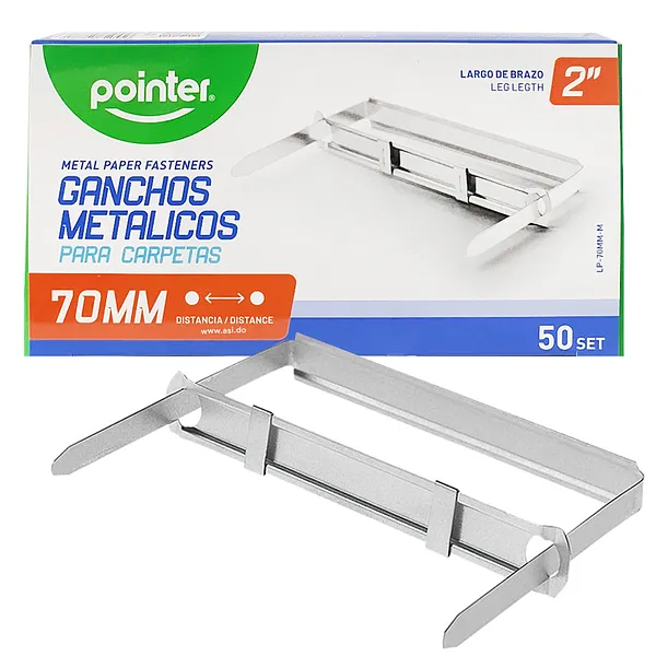 Ganchos para Folders Metálicos 70mm, 50 Set - Pointer LP-70MM-M