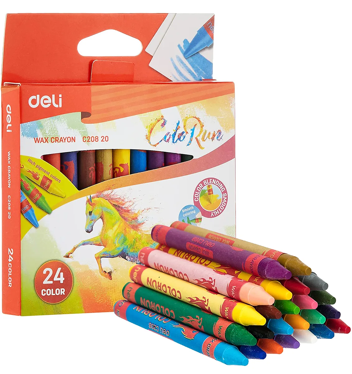 Crayones Finos para Colorear 24 pcs -  Deli Color Run C20820