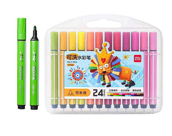 Set de Marcadores Lavables para Niños, 24 Colores Surtidos 