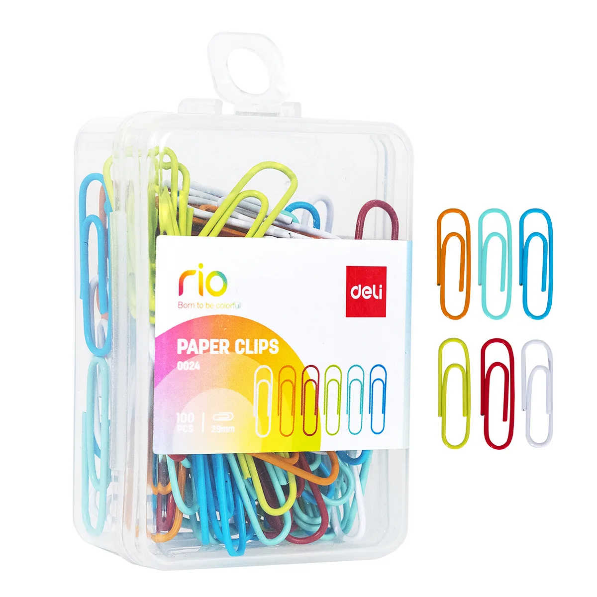 Clips Sujetapapeles Deli Rio #3 de Colores Neón, 100 pcs