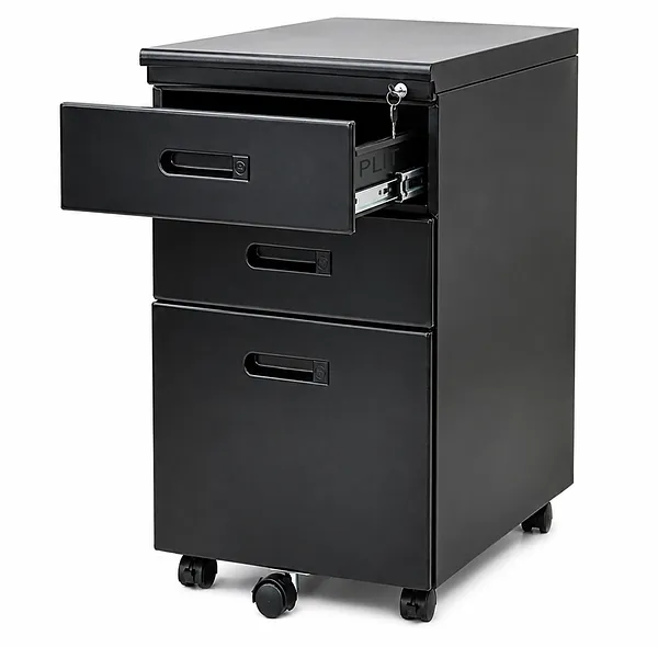 Archivo Modular Metálico de 3 Gavetas, Negro - Velver FUL-03-BK