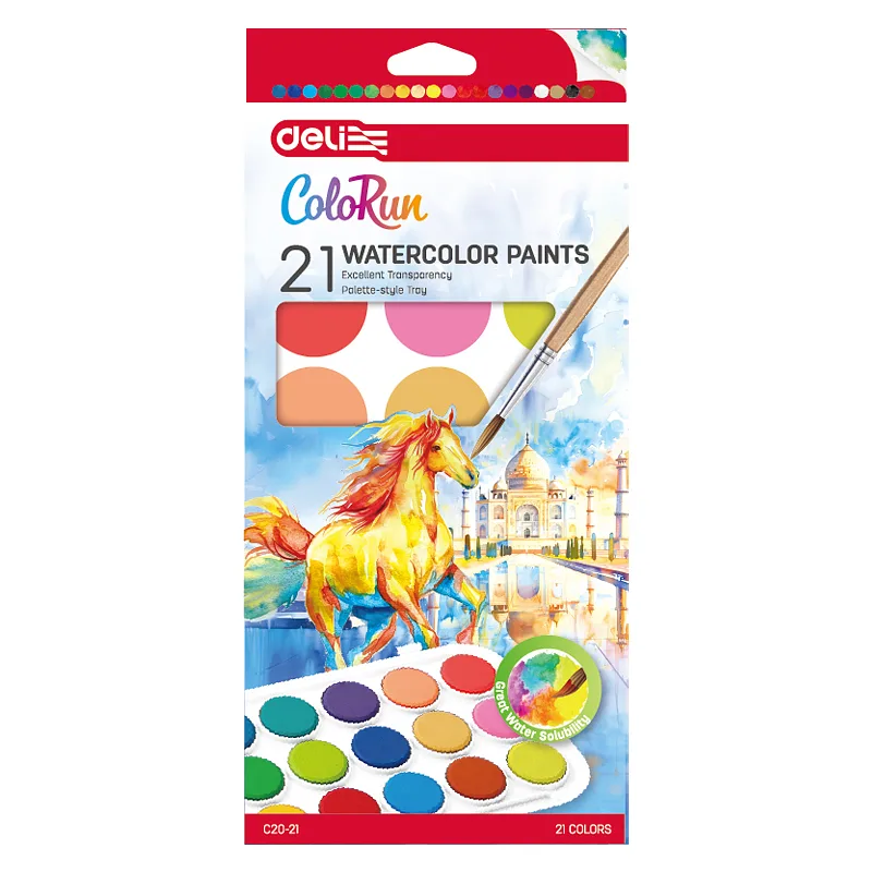 Pintura de Acuarela Deli ColorRun, 21 Colores con Pincel y Paleta Integrada