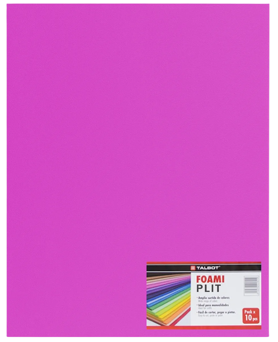Cartulina Foami Liso 20" x 28" Rosado, 10 pcs
