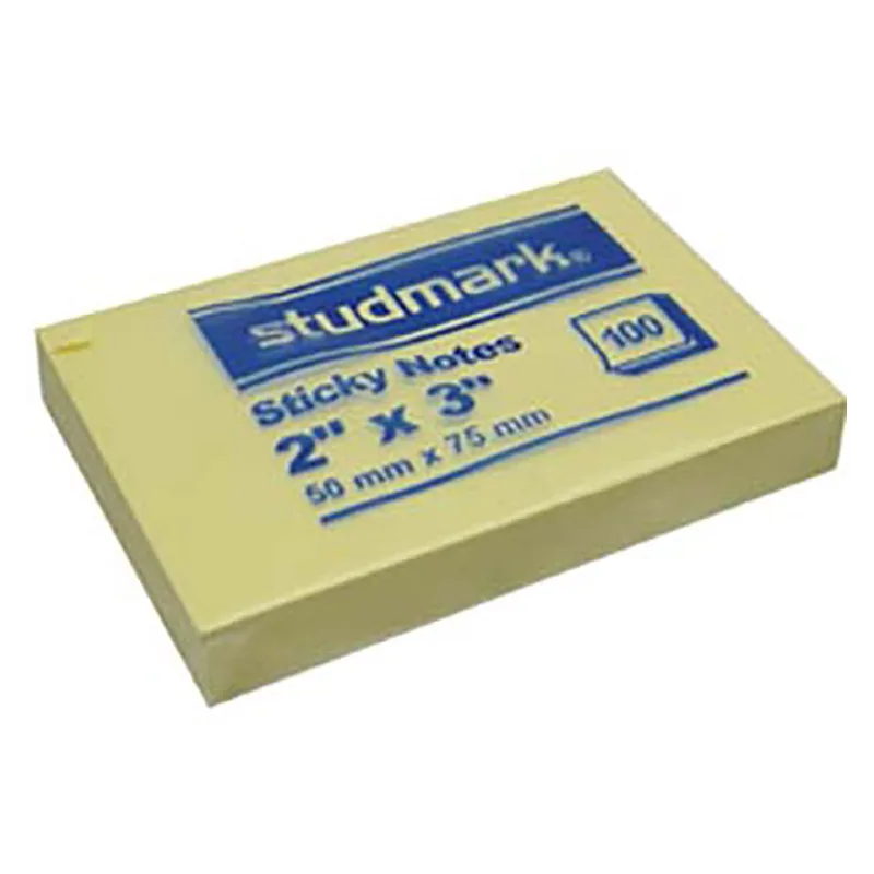 Nota Adhesiva (Post-it) 2x3 Amarillo Pastel, 100 Hojas - Studmark Sticky Note