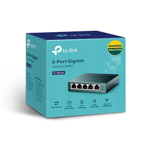 Switch TP-Link TL-SG105 Gigabit de 5 Puertos – 10/100/1000 Mbps