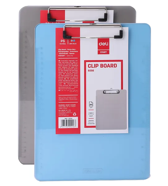 Tablilla Portapapeles Plástica A4 - 8" x 11" con Clip, Azul  - Deli Start 9256
