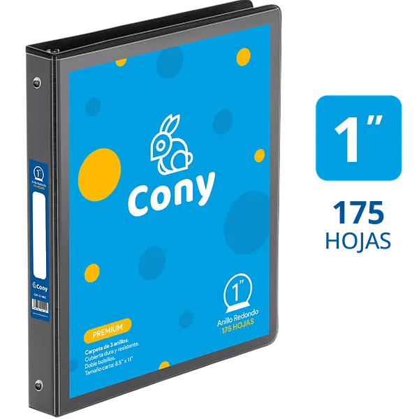 Carpeta Cony 1" con Cover, Negra