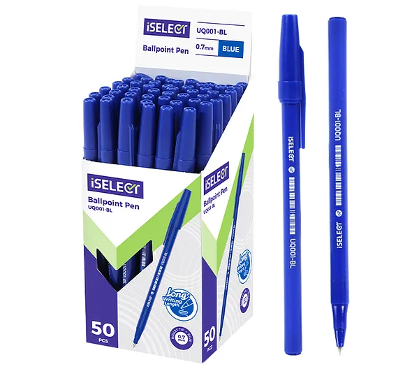 Bolígrafo Azul Deli iSelect UQ001-BL con Punta 0.7 mm, 50 Lapiceros