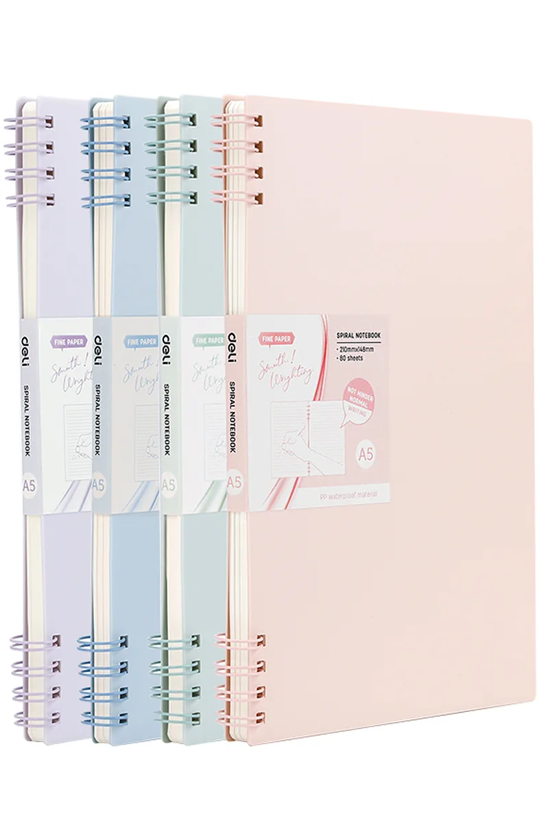 Libreta Rayada 6" x 9" Color Pastel en Espiral, 80 Hojas - Deli N052