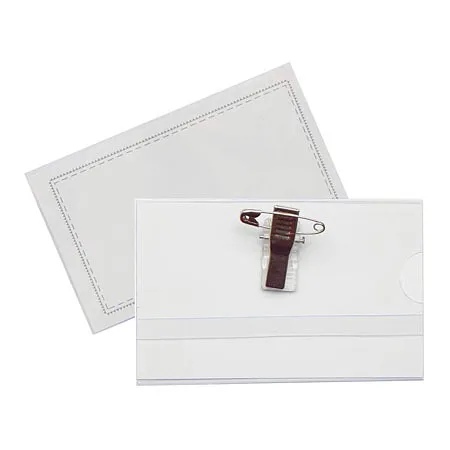Gafete Porta Distintivo Horizontal con Broche, Transparente