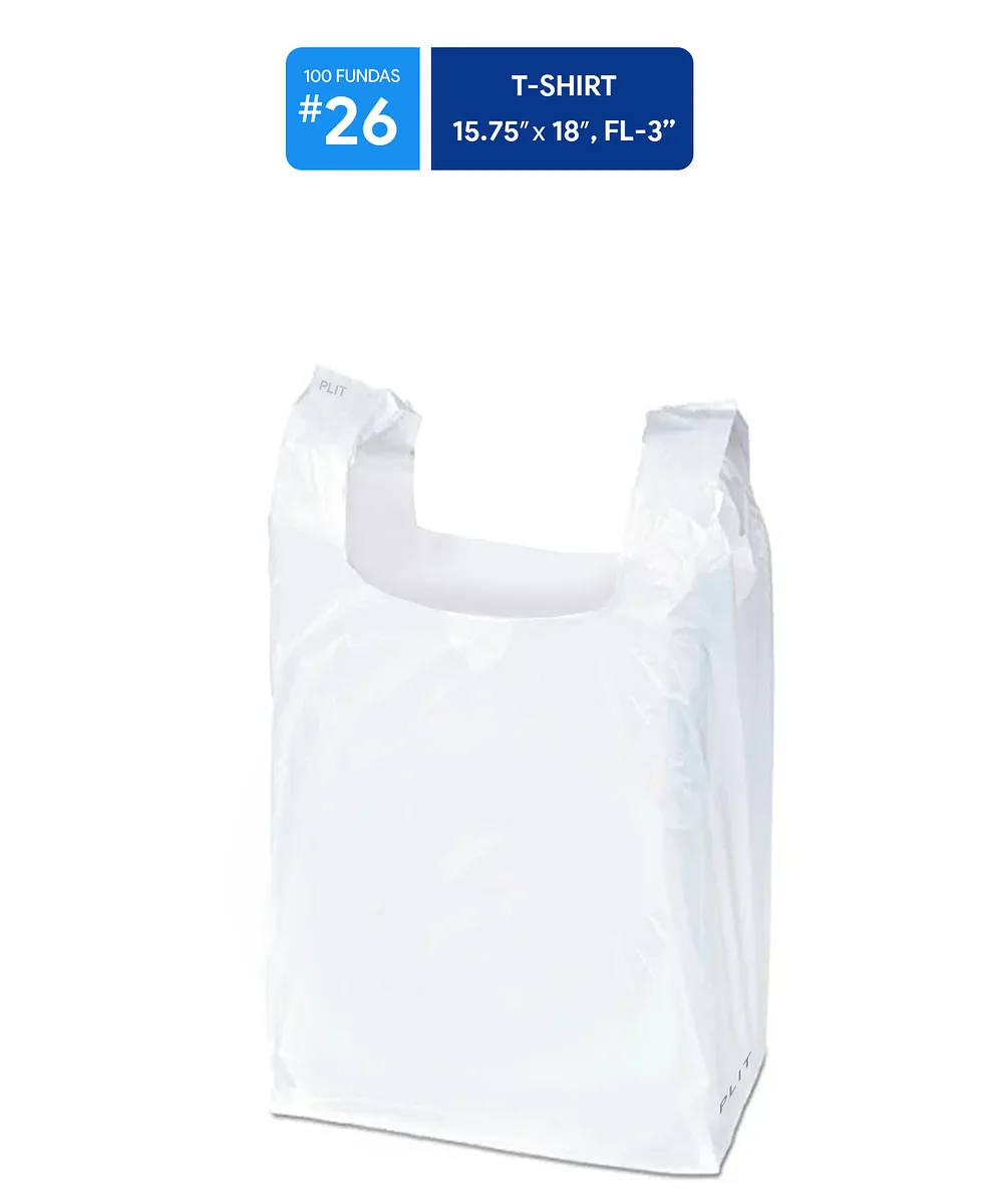 Fundas Plástica tipo T-shirt #26, Blanca
