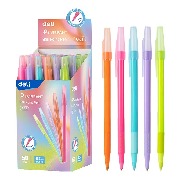 Bolígrafo Azul Deli Candy Tones con Punta 0.7 mm, 50 Lapiceros