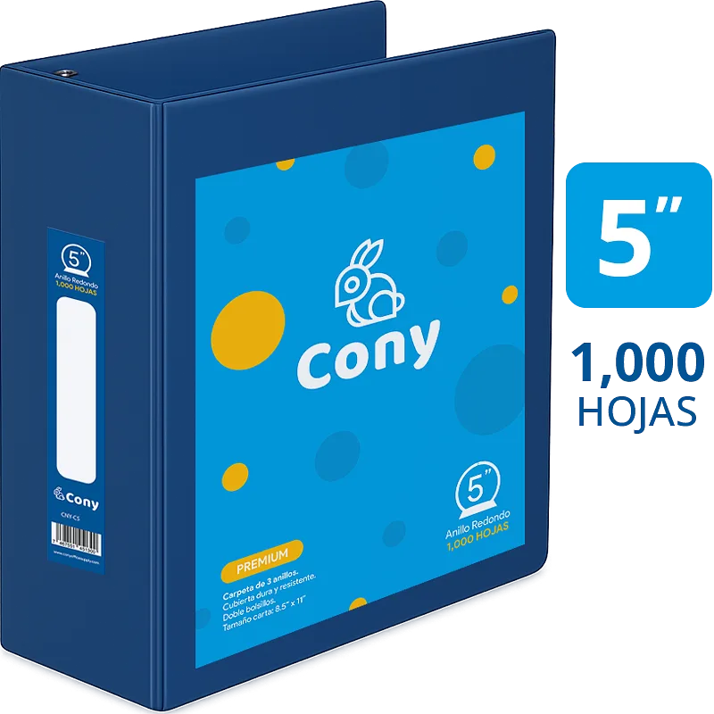 Carpeta Cony de 5" Pulgadas con Cover, Azul Oscuro (Navy)