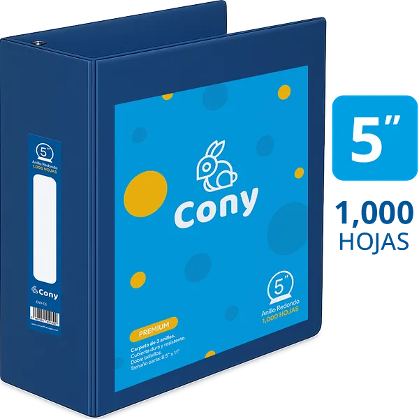Carpeta Cony de 5" Pulgadas con Cover, Azul Oscuro (Navy)