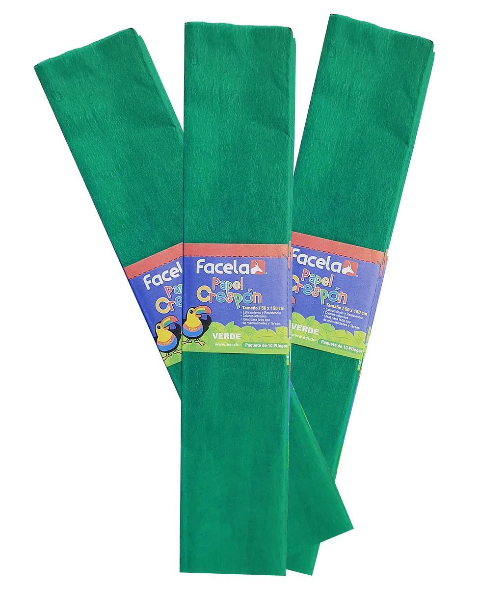 Papel Crepé Verde, 150 cm - 10 pcs