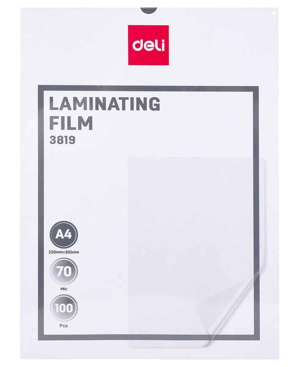 Láminas para Plastificar 70 Micras, 9.5" x 11" - Deli 3819