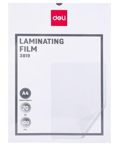 Láminas para Plastificar 70 Micras, 9.5" x 11" - Deli 3819