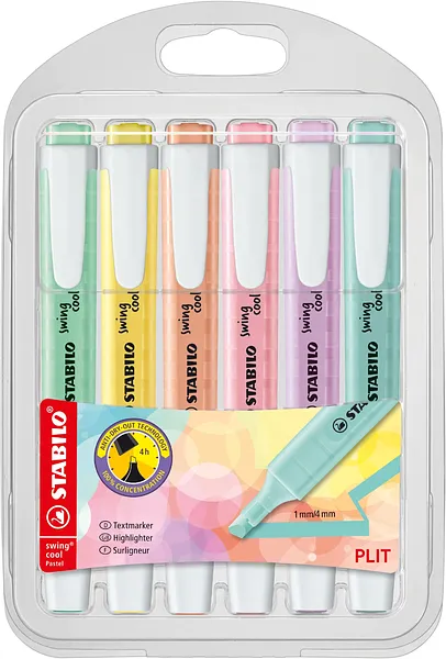 Set de Resaltadores STABILO swing cool Pastel, 6 Colores