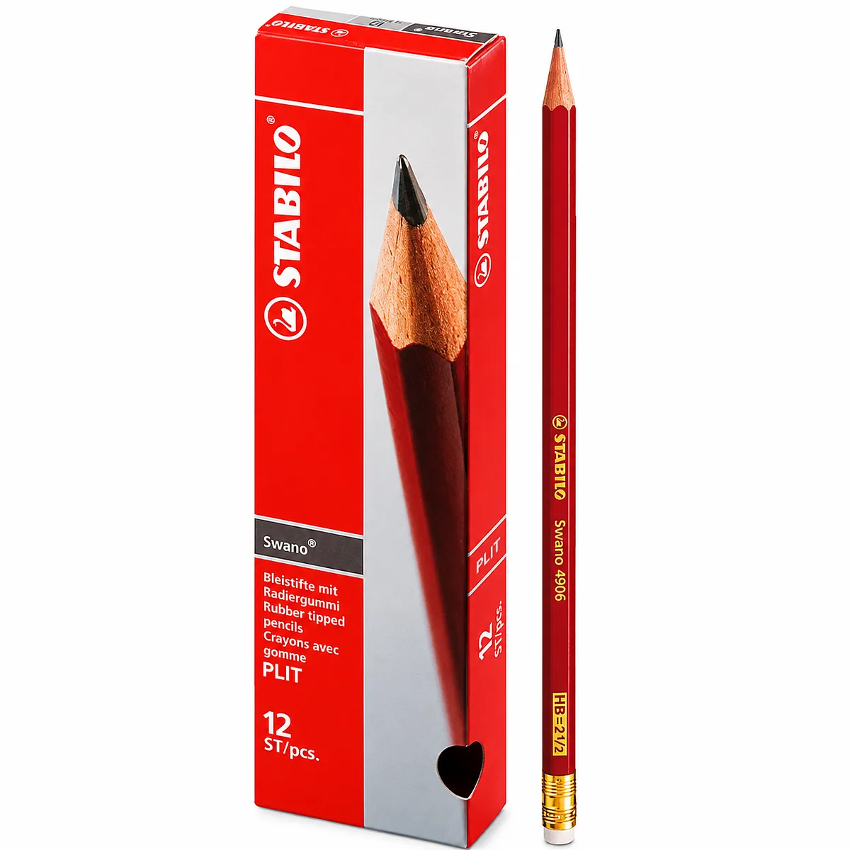 Lápiz de Grafito HB 2 ½ Stabilo Swano 4906, 12 Lápices
