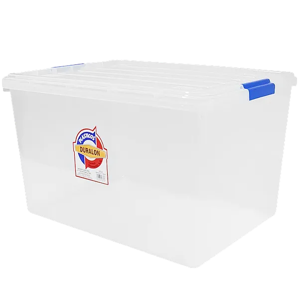 Caja Plástica Transparente con Tapa y Ruedas, 51 Litro
