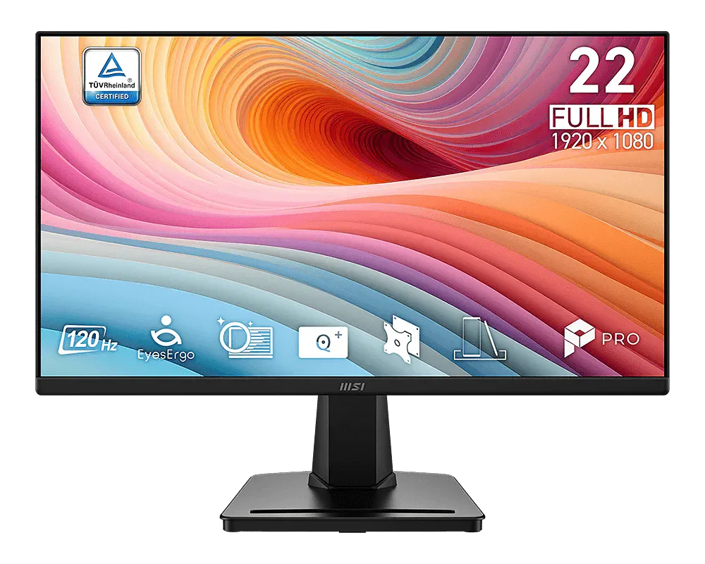 Monitor 22" MSI Pro PRO MP225 E12VL Vl Full HD 120Hz para Productividad y Entretenimiento