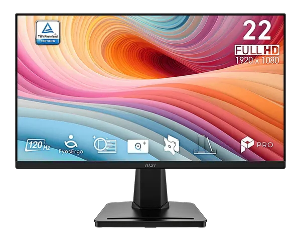 Monitor 22" MSI Pro PRO MP225 E12VL Vl Full HD 120Hz para Productividad y Entretenimiento