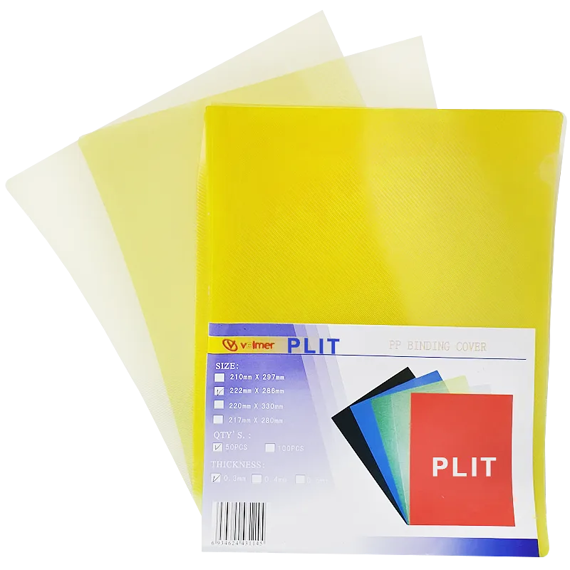 Cubierta para Encuadernar Plástica, Amarillo Transparente, 50 pcs