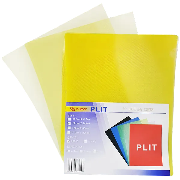 Cubierta para Encuadernar Plástica, Amarillo Transparente, 50 pcs